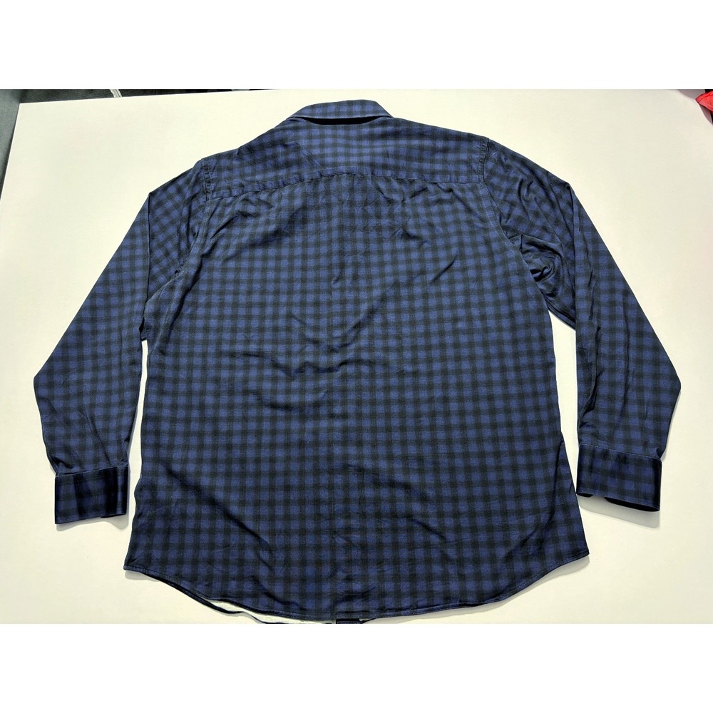 Bugatchi Shirt OoohCotton Tech 8 Way Stretch Button Up Blue Gingham Check Men XL - Picture 7 of 15